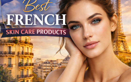 Beauty model featured image for best French skin care products article