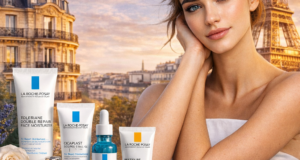 Featured image for La Roche-Posay skin care review showing French skincare products with a Paris-inspired background