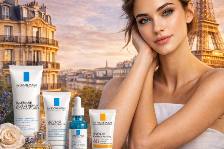 Featured image for La Roche-Posay skin care review showing French skincare products with a Paris-inspired background